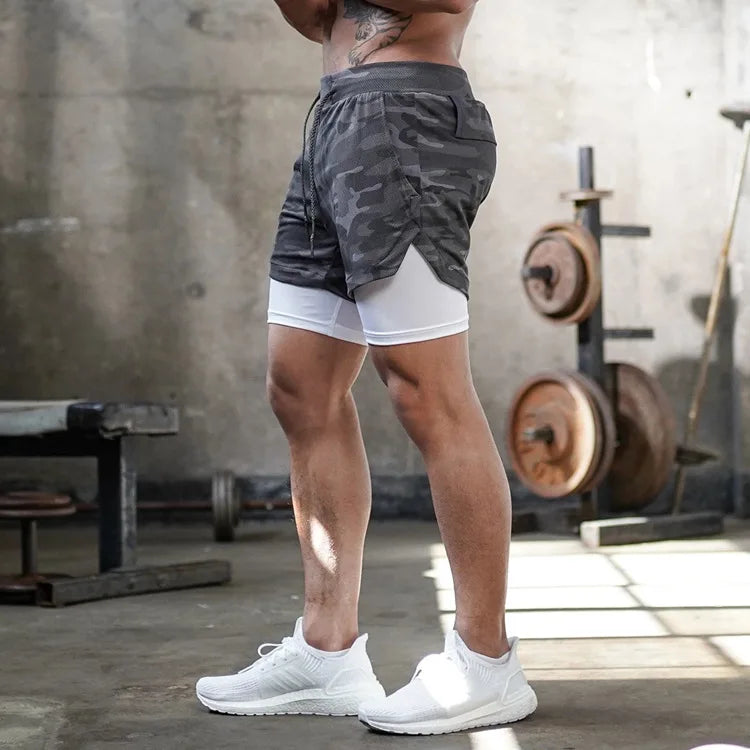 Men's 2-in-1 Camo Workout Shorts