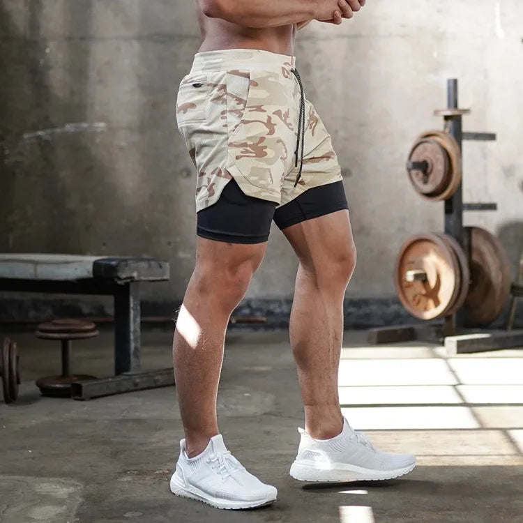 Men's 2-in-1 Camo Workout Shorts